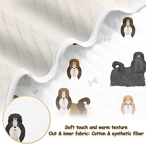 Image of Swaddle Blanket for Infants, Shih Tzu Poses, Cotton, Lightweight Soft Swaddling Blanket for Crib, Stroller, Nursery, 30X40 in