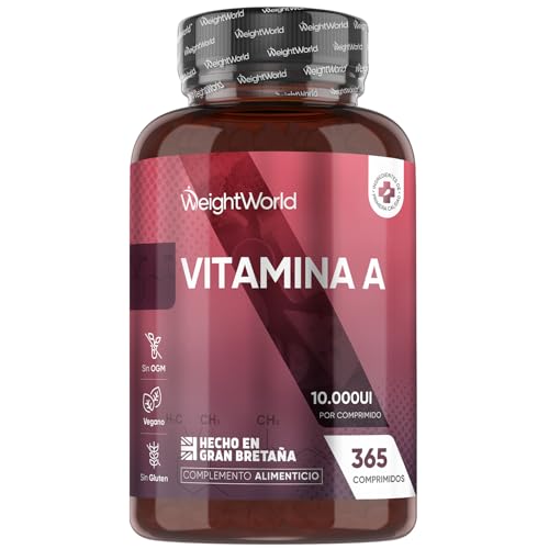 Vitamina A 10000 UI - 365 Comprimidos de Acetato de Retinol Vegano y Sin OGM para 1 Año - La Vitamina A contribuye al mantenimiento normal de la vista (EFSA)
