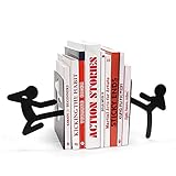 MUSTARD Bookends Metal for Shelves I Storage for Books, DVDs, CDs I Funny Gift idea for Men & Women I Stationery & Office Supply - Stickmen