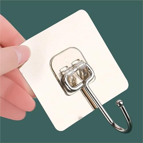 Lkq-�V�����[�t�b�N No Drill Hooks Heavy Duty Adhesive Clear Wall Hangers Damage-Free Kitchen Bathroom Multi-Purpose Strong Hold Hook, ��