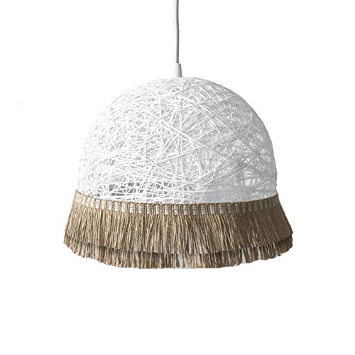Plafonnier JUTE II lampe blanc lustre bohème luminaire plafond rotin