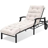 MTMR Chaise Lounge Cushion Outdoor, Non-Slip Chair Cushion for Patio Furniture, Waterproof Outdoor Replacement Seat Pad for Pool Lawn Wicker Couch Bench Loveseat, Long Thick Lounge Cushion, Beige