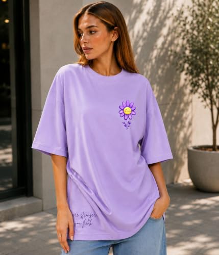 Image of London Hills Tshirt for Woman | Oversized Tshirt for Women | T Shirt for Womans | Graphic T Shirt for Women Pure Cotton | Tops for Woman Western, Printed Oversized Loose Fit Plus