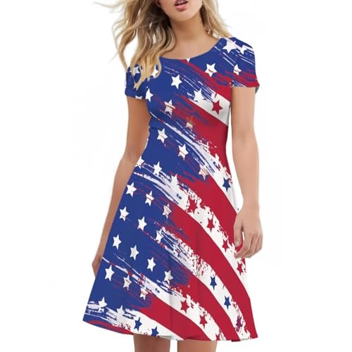 Image of POLERO Sunflower Dress for Women Floral Summer Dresses Short Sleeve Casual Sundresses Midi Dresses