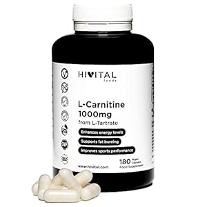 L-Carnitine pure 1000 mg. 180 gélules vegan pour 3 mois de traitement. Obtenu par fermentation bactérienne (100% Vegan). Fabriqué en Europe par HIVITAL