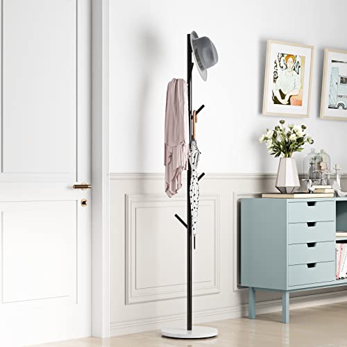 Doorxifo Black Coat Racks, Metal Coat Rack Freestanding With Hooks, Entryway Coat Rack Stand, Coat Racks With Marble Base, Coat Tree For Hanging Clothes, Hats, Bags #TOP5