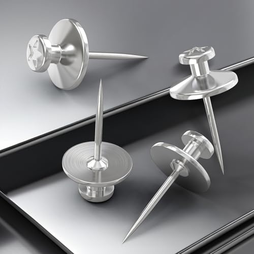 Image of 100Pcs Silver Double Headed Picture Hangers Nails, Small Head Thumb Tacks Nails for Hanging Picture Photo Tapestry