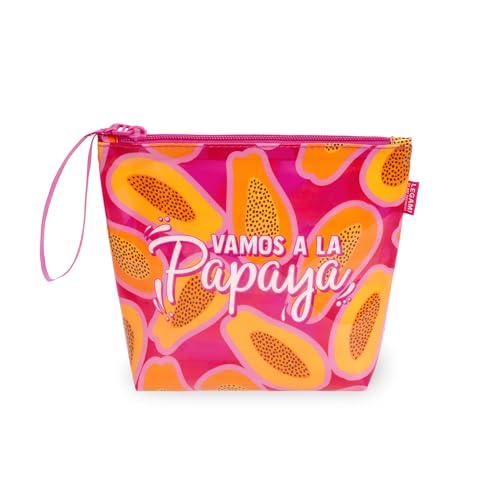 Legami - Bolso de Playa para Mujer, con Cremallera y cordón Lateral, Bolsa para Traje y Accesorios de Playa, Ideal para niñas, Mujeres, 20 x 16 cm, Papaya, Talla única