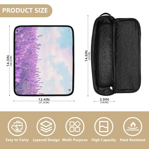 Bolso de viaje y tapete resistente al calor Lavender Garden para herramientas de cabello, organizador para planchas, rizadores y accesorios de cuidado capilar miniatura 4