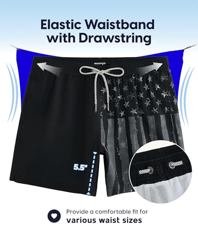Image of maamgic Mens Swim Trunks 5 Inch with Mesh Lining, Quick Dry Mens Bathing Suit, Swim Shorts for Swimming and Beach