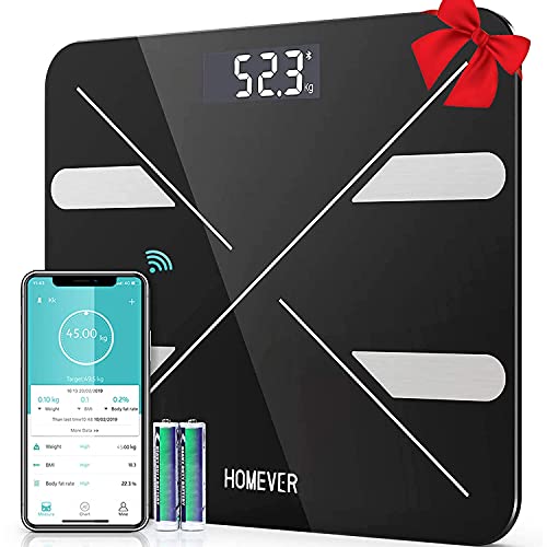 Weight Scale, Digital Scales for Body Weight with Bluetooth, Smart Body Fat Scale with BMI, Weight Scales for People with APP, 8mm Tempered Glass Platform - 400lb Black
