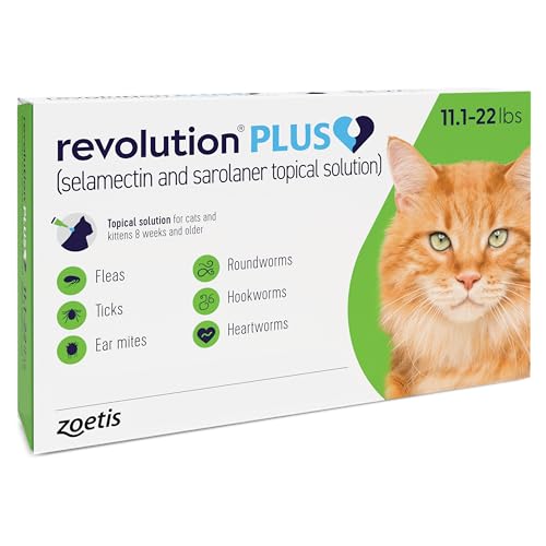Revolution Plus (selamectin and sarolaner Topical Solution) for Cats 11.1-22 lbs (Green) 1 Tube