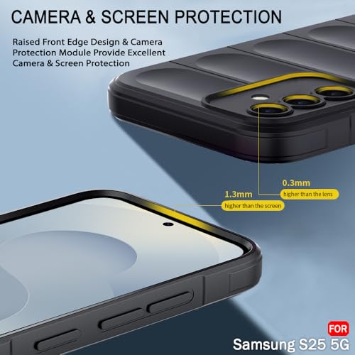 Image of TheGiftKart Liquid Silicon Back Cover Case for Samsung Galaxy S25 5G | ShockProof Military Grade Protection | Micro-Fibre Cloth On Inner Side | Anti-Slip Grip Back Case for Samsung S25 5G (TPU, Black)