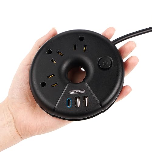 Travel Power Strip, NTONPOWER Flat Plug Power Strip with 3 Outlets and 3 USB Chargers (1 USB C Port), 15-inch Short Extension Cord, Portable Power Strip for Travel, Cruise Essentials, Hotels, Airports