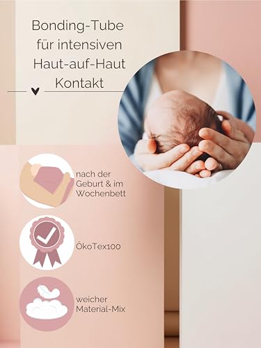 Bonding Tube Top für Neugeborene OekoTex 100 Baumwolle – Weiches Haut-zu-Haut-Oberteil Bauchband –Frühchen Baby Neugeborene Bonding nach der Geburt – atmungsaktiv waschbar - 601000 (L, Beige)