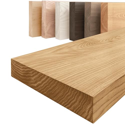 LAMO Manufaktur Regal Holz massiv ohne Befestigung | Wandregal 160 cm breit für Wohnzimmer, Home Office | Farbe: Rustikal, Kante: gerade | Massivholz, modernes Design, Schwebeeffekt