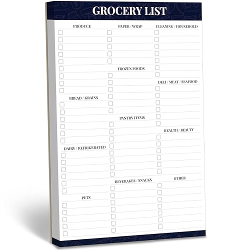 Hebayy 90 Sheets Grocery List Magnet Pad, Organized List for Quick and Easy Shopping, Magnetic Notepad with Shopping List Categories and Blank Grocery Shopping Spaces, Kitchen Essentials List（6”x 9”）