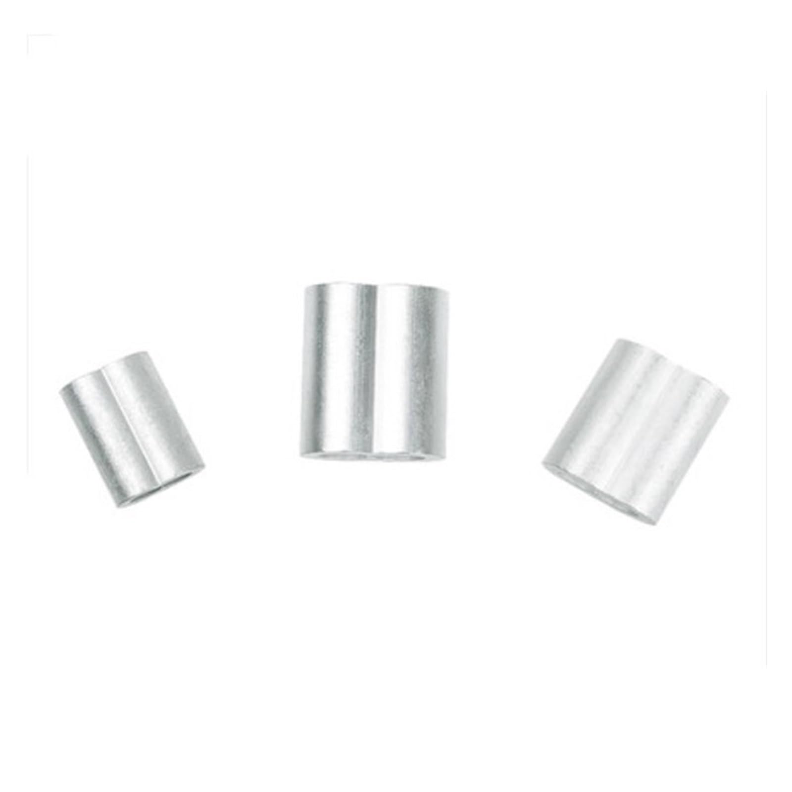 Clip con manicotto a crimpare in alluminio, Manicotti di crimpatura for cavi in ​​alluminio a forma di 8 con doppio foro, argento, diverse misure(M8)