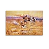 Poster d�coratif sur toile Charles Marion Russell (Burning Crow Buffalo Range) 20 x 30 cm