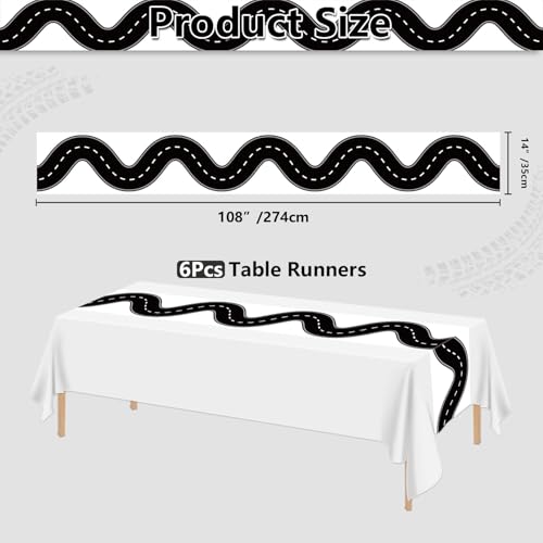 6 Stück Rennbahn-Tischläufer, Rennwagen-Partydekoration 35 X 274 cm Rennstrecke Tischläufer Plastik-Tischdeko Für Kinder Jungen Geburtstags-Party Mit Auto-Thema