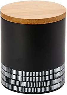Typhoon Monochrome Medium Airtight Storage Container with Bamboo Lid, Steel, Black