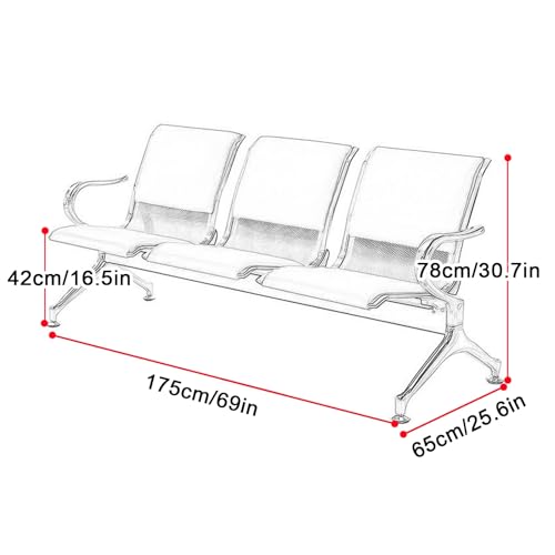 Banco de espera de 3 plazas con respaldo ergonómico para evitar fatiga lumbar 2