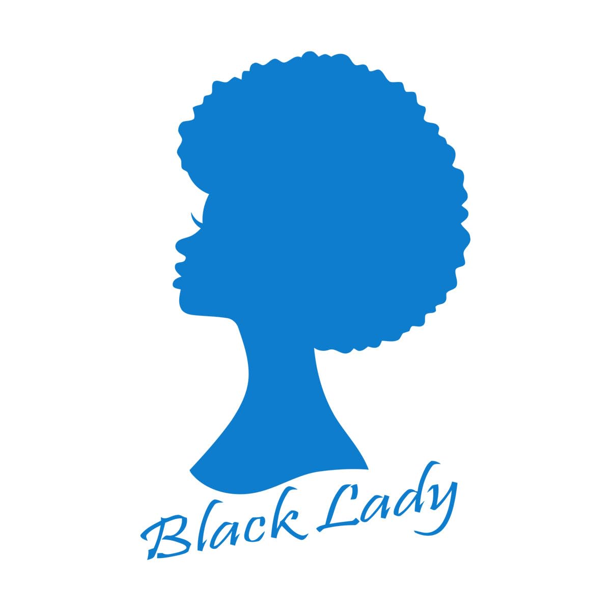 Black Lady African Girl Hairstyle Wall Decals PVC 72x111.2cm Easy Installation Extra Large Blue