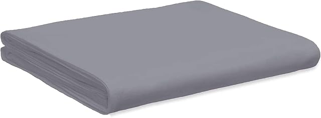 Flat Sheet Bed Linen Soft Easy Care PolyCotton Blend Plain Dyed Flat Bed Sheet (Double, Grey)