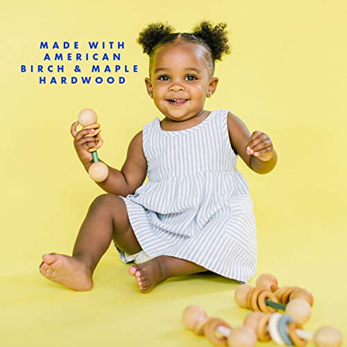 Wood Baby Rattle Teether By Homi Baby, Perfect Montessori Grasping Teething Toy For Babies, Handmade In The Usa, Sealed With Organic Virgin Coconut Oil & Beeswax (Natural) #TOP4