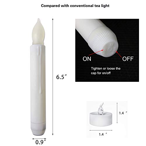 Youngerbaby Conjunto de 12 mini velas cônicas de LED operadas por pilhas, velas cônicas sem chama pa