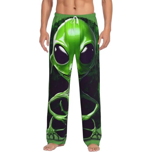 Pantalon pyjama homme Alien vert polaire doux contre le froid