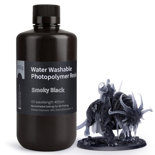 Image of ELEGOO Water Washable 3D Printer Rapid Resin LCD UV-Curing Resin 405nm Standard Photopolymer Resin for Mars Saturn Jupiter MSLA DLP LCD 3D Printing 1000Gram Smoky Black