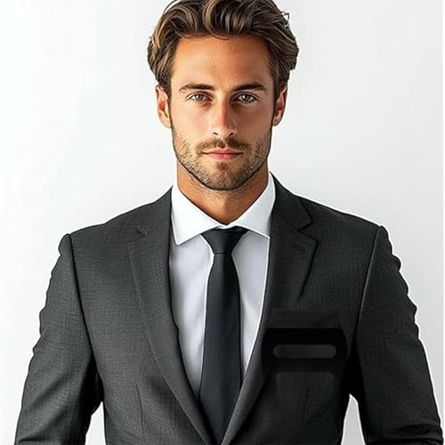 Image of Satin Mens Pocket Square with Holder, 11.8'' Suit Handkerchiefs for Men Wedding Business Casual