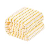 NTBAY Plush Soft Flannel Baby Blanket, Warm and Cozy Unisex Toddler Blanket with Stripe Pattern for Stroller, Crib, Travel, 30x40 Inches, Yellow and White
