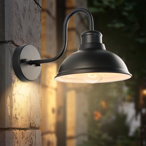 Image of 12 inch Barn Lights Outdoor Gooseneck Large Exterior Lighting Fixtures