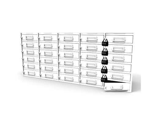 FixtureDisplays 30-Slot Clasp Locker Cellphone Charging Station Locker Works with iPad Mini Assignment Mail Slot Box 15252-2