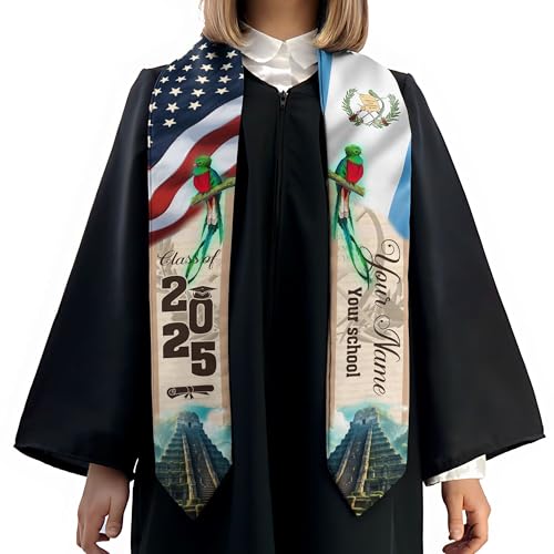 MonkeyVan Personalized Graduation Stole for Guatemalan Senior, Guatemala Flag Graduation Sash Class of 2025 Grad Gifts S52