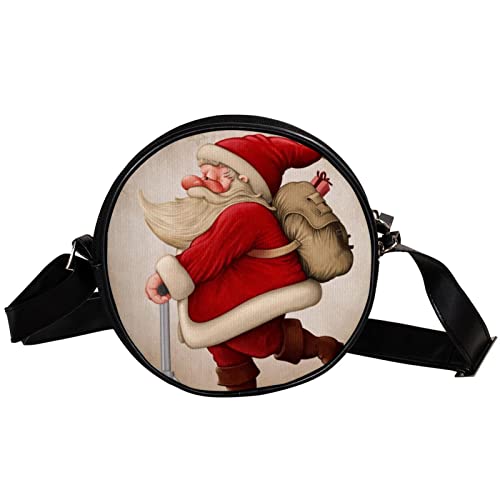GORDESC Sac à bandoulière rond avec motif Père Noël et trottinette pour femme et fille