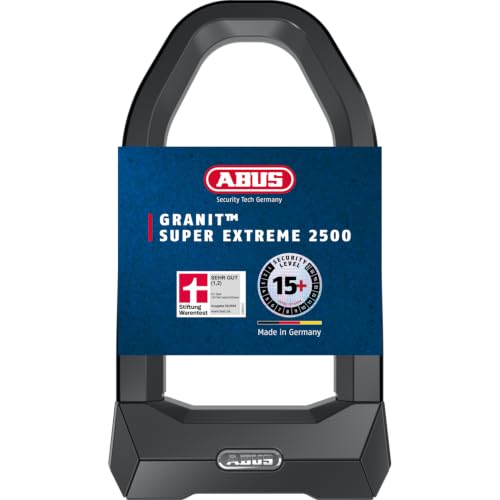 ABUS Bügelschloss Granit Super Extreme 2500/165HB230 - gegen Sägeangriffe mit Winkelschleifern spezialisiertes Fahrradschloss für Fahrrad und E-Bike - Sicherheitslevel 15+ mit USH2500