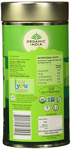 ORGANIC INDIA Classic Tulsi Green Tea, 100 gm + Tulsi Green Tea Classic - 25 Tea Bags