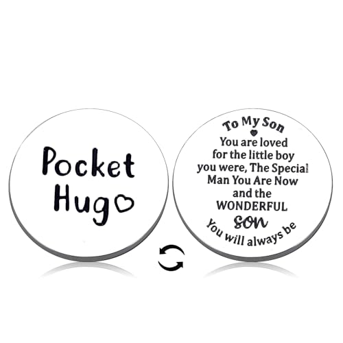 Adult Son Fathers DayGifts, Pocket Hug Token, Birthday Gifts for Son Stepson, Back to School Supplies for Kids, Stocking Stuffers for Boys, Teen Easter Basket Essentials