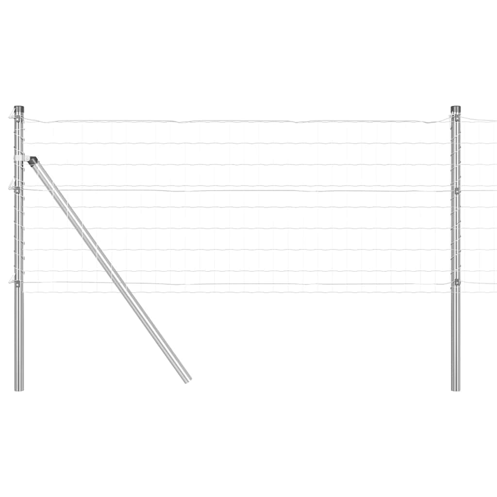 Silver Steel PVC Garden Fence Panel 0.8 x 10 m with Posts Outdoor Privacy Barrier Set for Pet Enclosure and Patio Boundary Modern Weather Resistant Kit