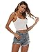 Amilia Women's Basic Solid Cami Spaghetti Double Layer Crop Tank Top Medium