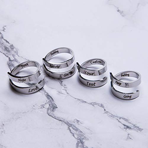 Fanery Sue Personalized Spiral Twist Ring Engraved Names BFF Adjustable Customized Gift Mother-Daughter Promise Ring for Her with Gift Box3