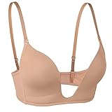 Lemorosy U Plunge Bra(36C, Beige)