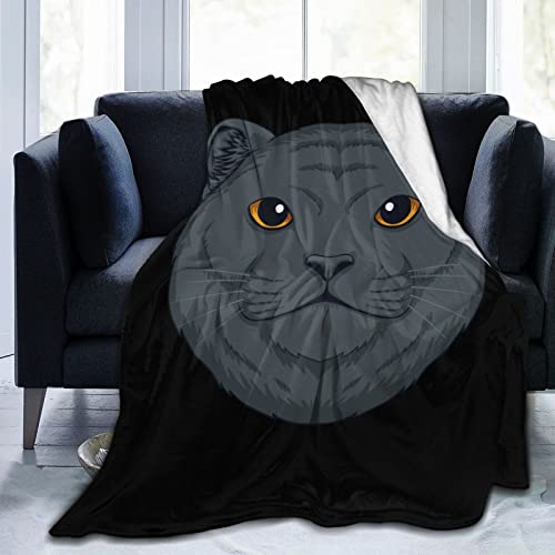 Shorthair Cat Head Throw Blanket 50
