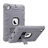ULAK Case for iPad Mini 1 2 3, Three Layer Heavy Duty Shockproof Protective Case with Kickstand for iPad Mini 2 Case 1st 2nd 3rd Generation (Grey+Black)