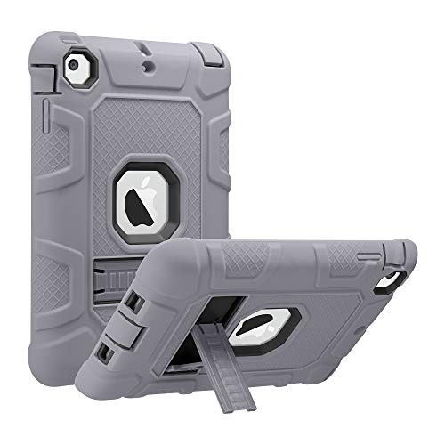 ULAK iPad Mini Case, iPad Mini 2 Case, iPad Mini 3 Case, iPad Mini Retina Case, Three Layer Heavy Duty Shockproof Protective Case for iPad Mini,iPad Mini 2,iPad Mini 3 with Kickstand (Grey+Black)