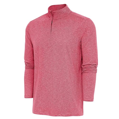 Antigua Hunk Quarter Zip Pullover, Dark Red Heather, Medium