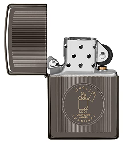 Zippo Windproof Lighter, Founder's Day Design, Black Ice, Laser Two-Tone, Refillable, Reusable, Windproof Design - Image 4